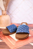 Dark Denim "Fitzy" Slide Sandals - Whiskey Skies - YELLOWBOX