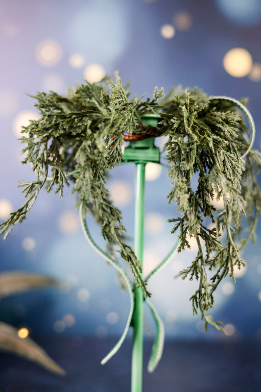 Dark Green Faux Juniper Mini Candlestick Ring - Whiskey Skies - WT COLLECTION