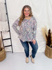 Dark Grey Long Sleeve Top with Bright Paisley Pattern - Whiskey Skies - DEAR SCARLETT