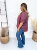 Dark Mauve Textured Short Sleeve Stud Embellished Hi - Lo Top - Whiskey Skies - JADE BY JANE