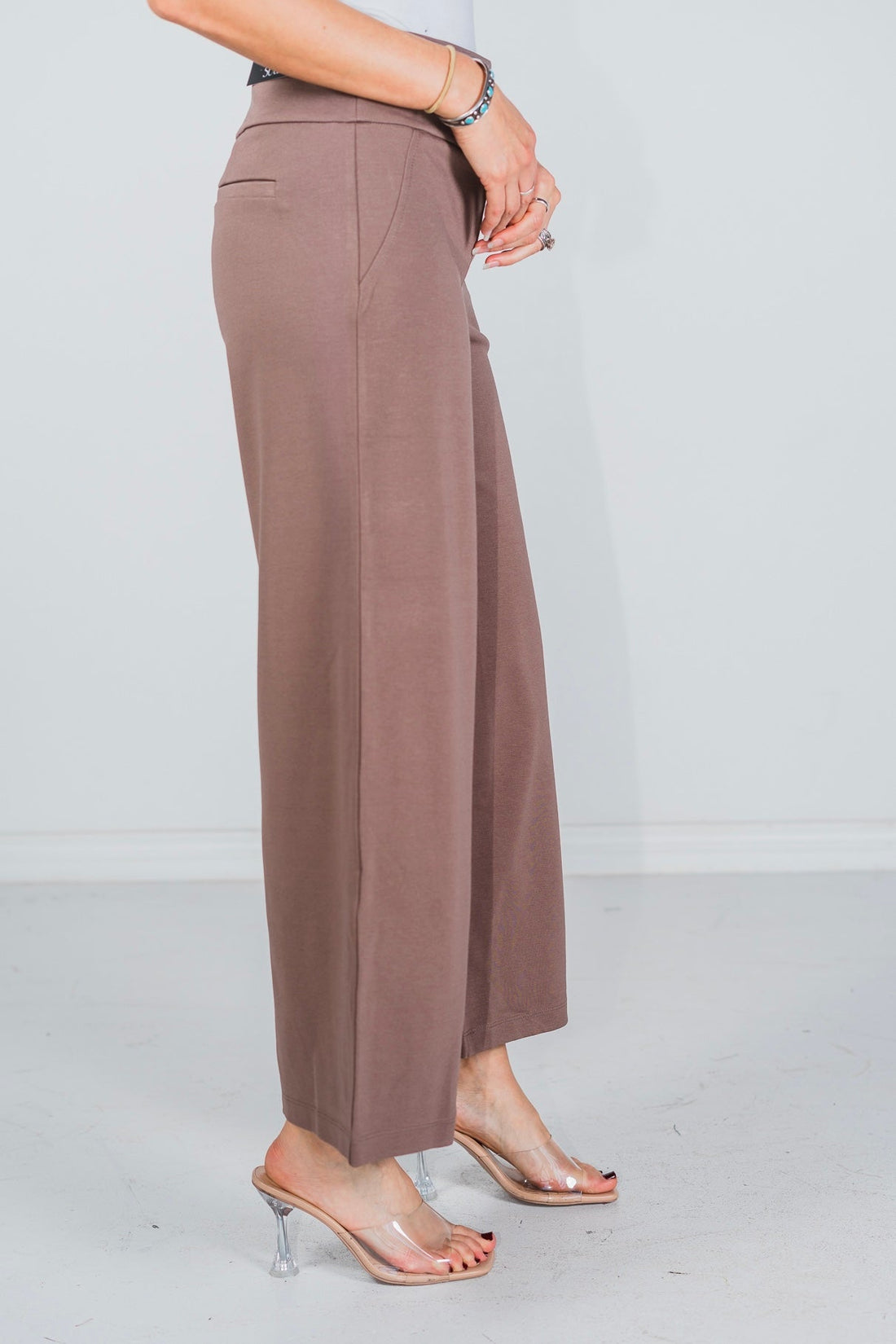 Dark Mocha Magic Wide Cropped Pants - Whiskey Skies - DEAR SCARLETT