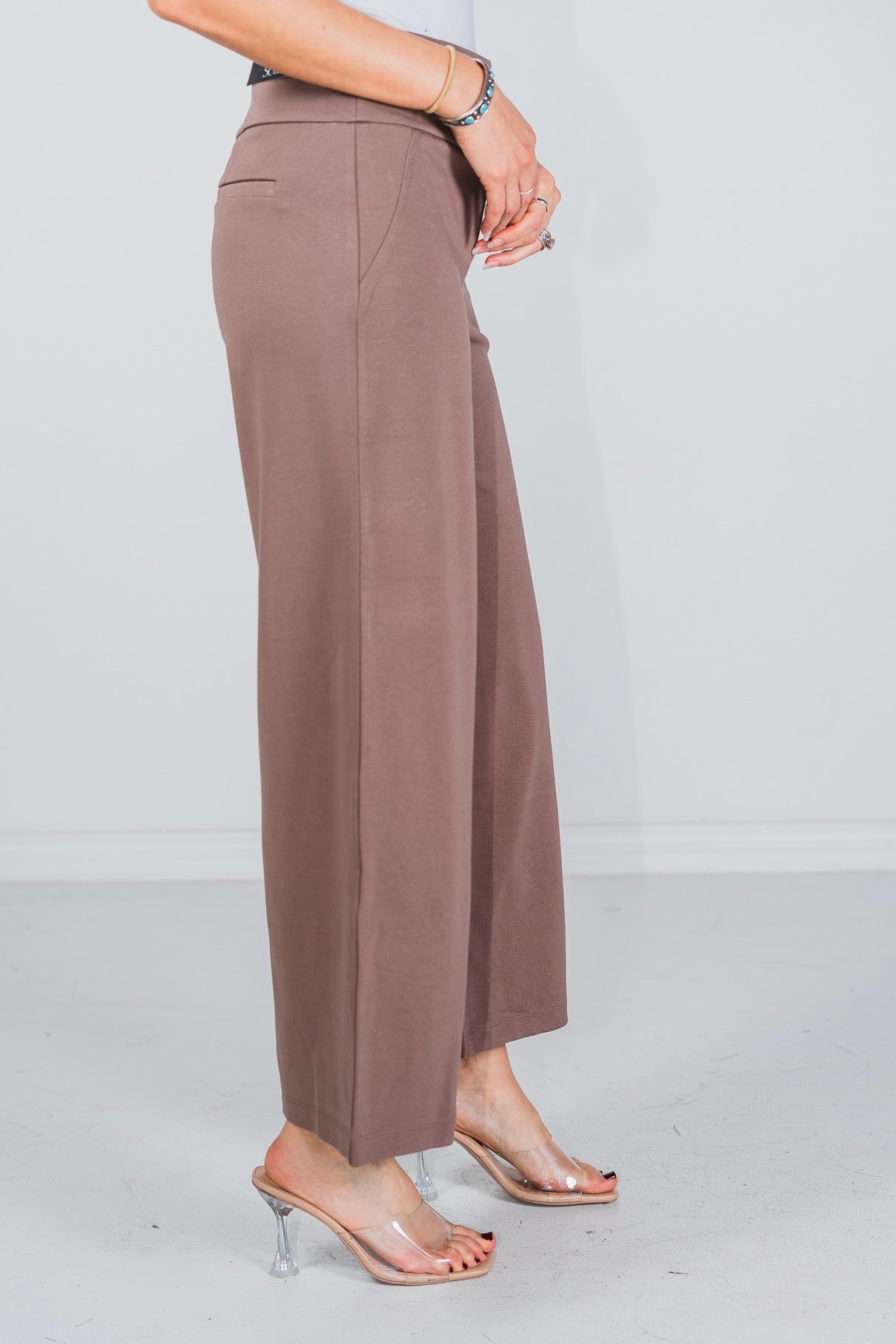 Dark Mocha Magic Wide Cropped Pants - Whiskey Skies - DEAR SCARLETT