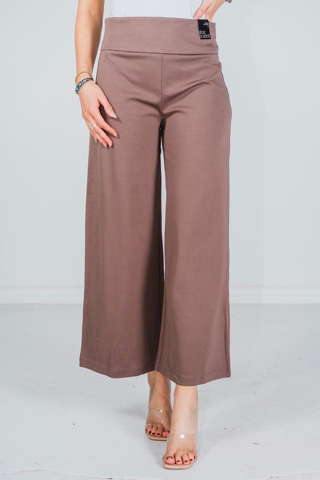 Dark Mocha Magic Wide Cropped Pants - Whiskey Skies - DEAR SCARLETT