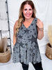 Dark Silver Star Print Sparkly Tunic Tank Top W/ Pockets - Whiskey Skies - ORIGAMI APPAREL