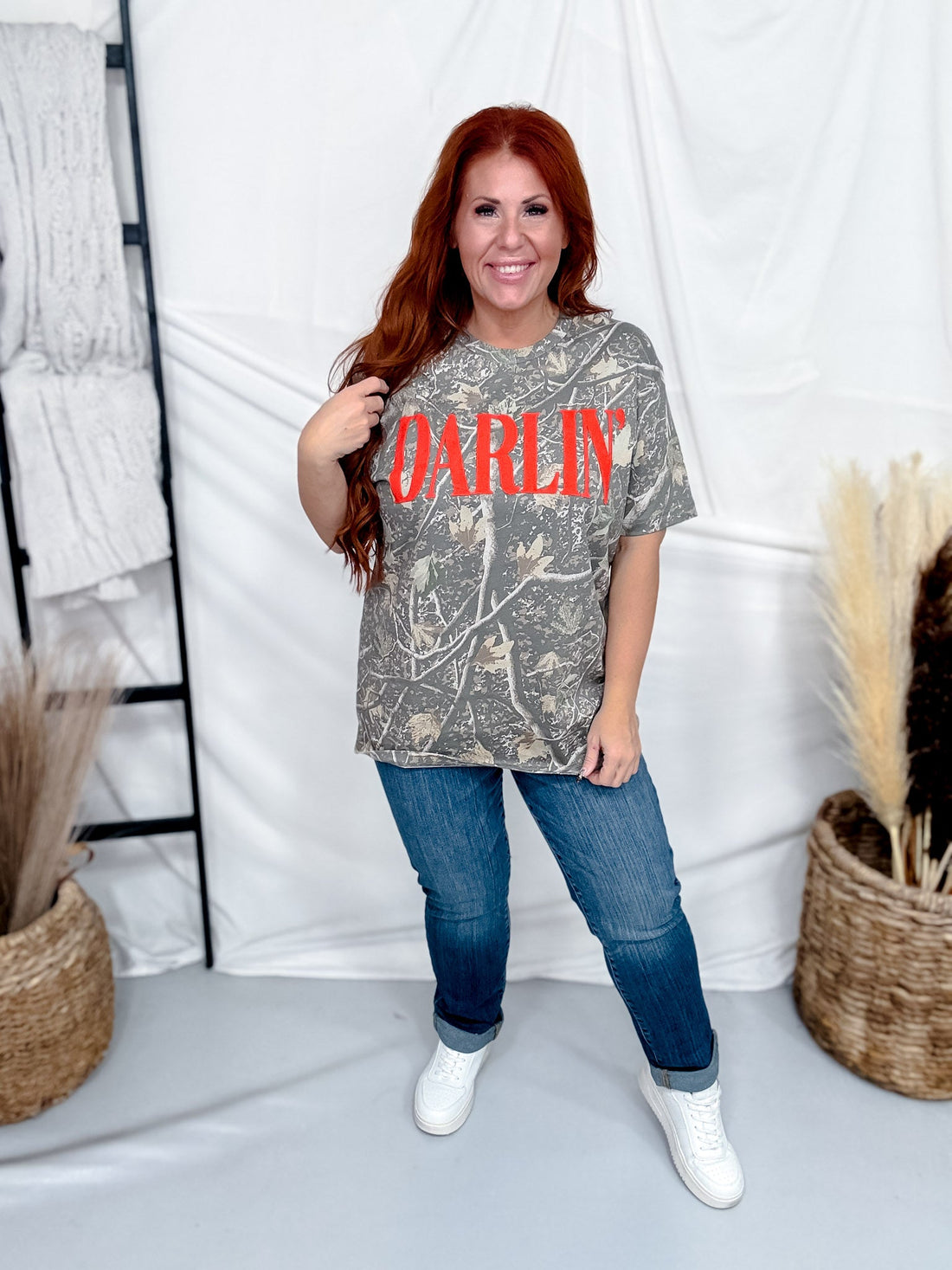 "Darlin" Short Sleeve Camouflage Print Tee - Whiskey Skies - SOUTHERN BLISS COMPANY