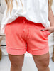 Deep Coral French Terry Stevie Shorts - Whiskey Skies - MICHELLE MAE