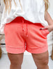 Deep Coral French Terry Stevie Shorts - Whiskey Skies - MICHELLE MAE