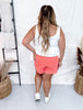 Deep Coral French Terry Stevie Shorts - Whiskey Skies - MICHELLE MAE