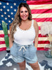 Deep Scoop Neck White Studded Tank Top - Whiskey Skies - POL CLOTHING INC.