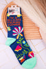 "Delicate Fucking Flower" Women's Crew Socks - Whiskey Skies - BLUE Q
