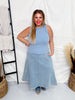 Denim A - Line Zip - Up Midi Skirt - Whiskey Skies - POLAGRAM + BAEVELY