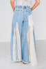 Denim and Lace Wide Leg Flare Pants - Whiskey Skies - OLI & HALI