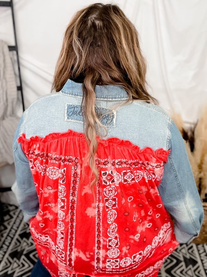Denim And Red Bandana Button Down - Whiskey Skies - JADED GYPSY