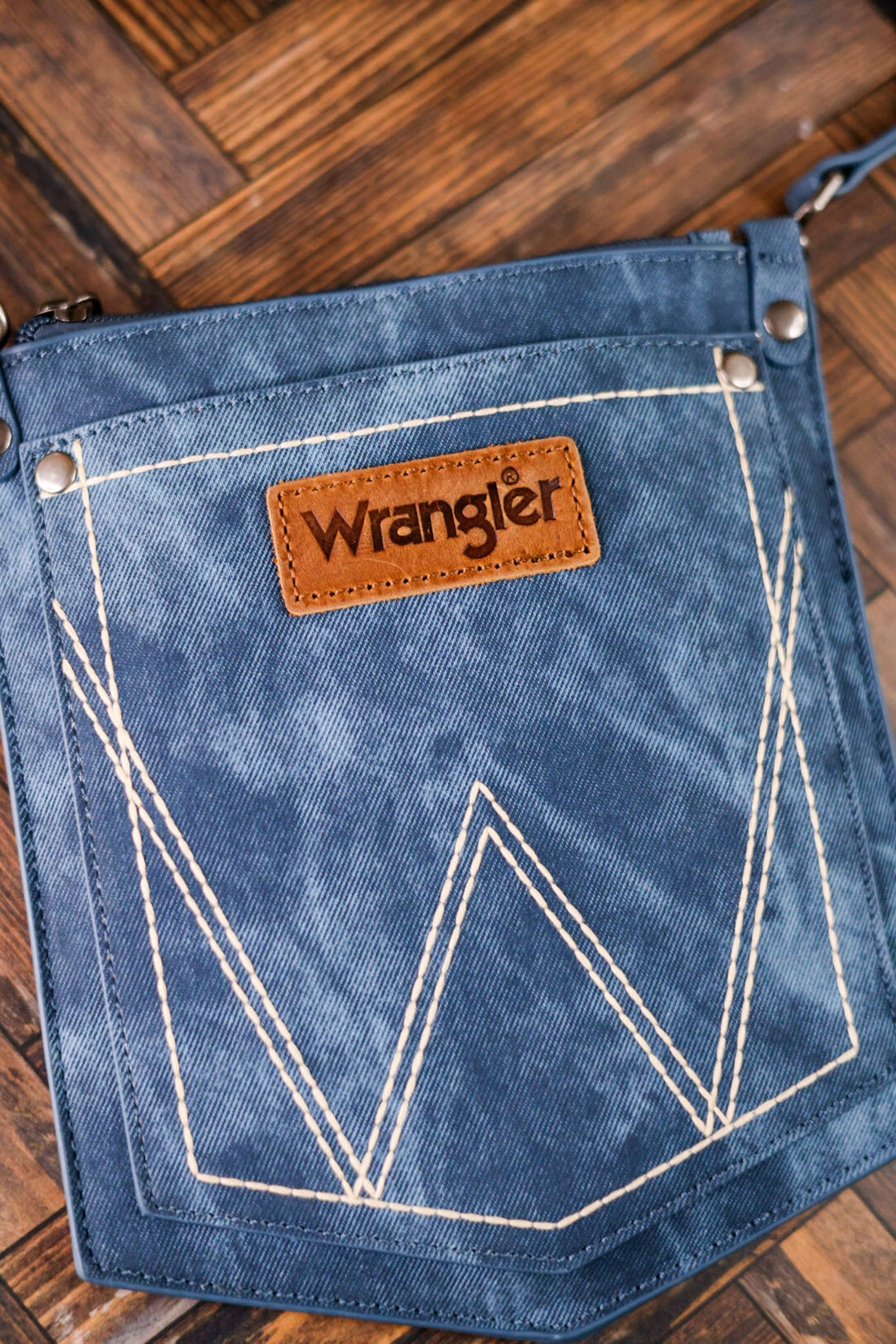 Denim Blue Wrangler Pocket Crossbody Bag - Whiskey Skies - MONTANA WEST