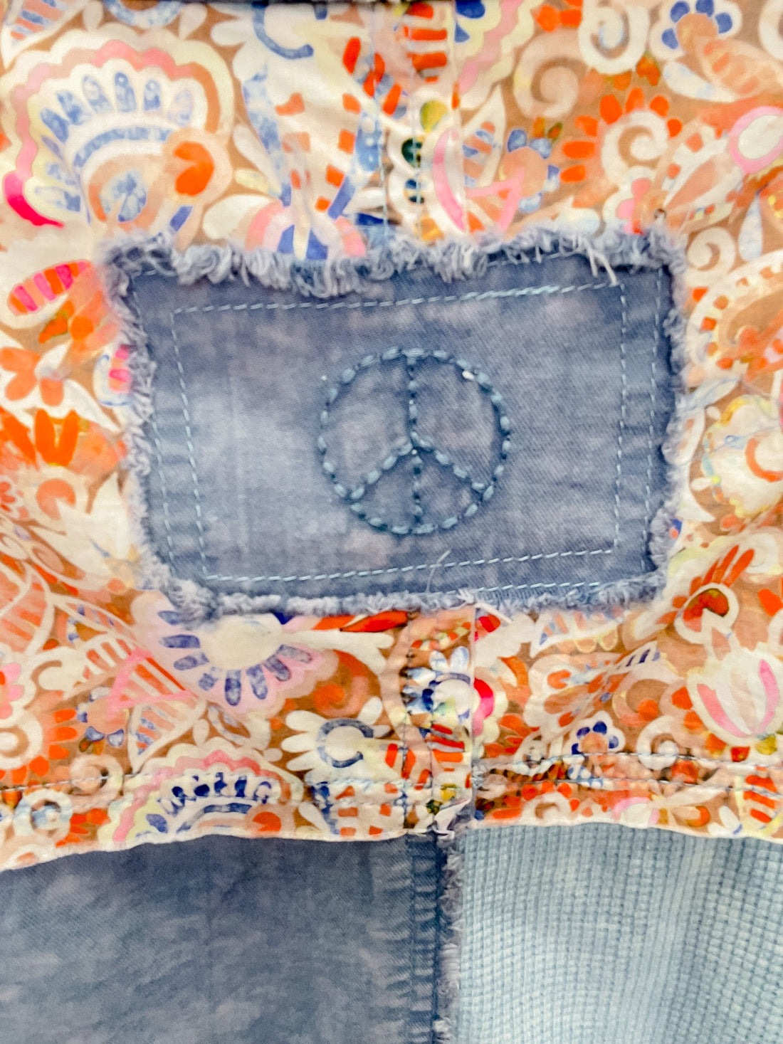 Denim & Paisley Raw Hem Button Front High - Low Top - Whiskey Skies - BLUEVELVET