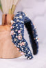 Denim Rhinestone & Pearl Knot Headband - Whiskey Skies - ESTELLER