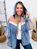 Denim & Rust Plaid Colorblock Lace Trimmed Jacket - Whiskey Skies - J.NNA