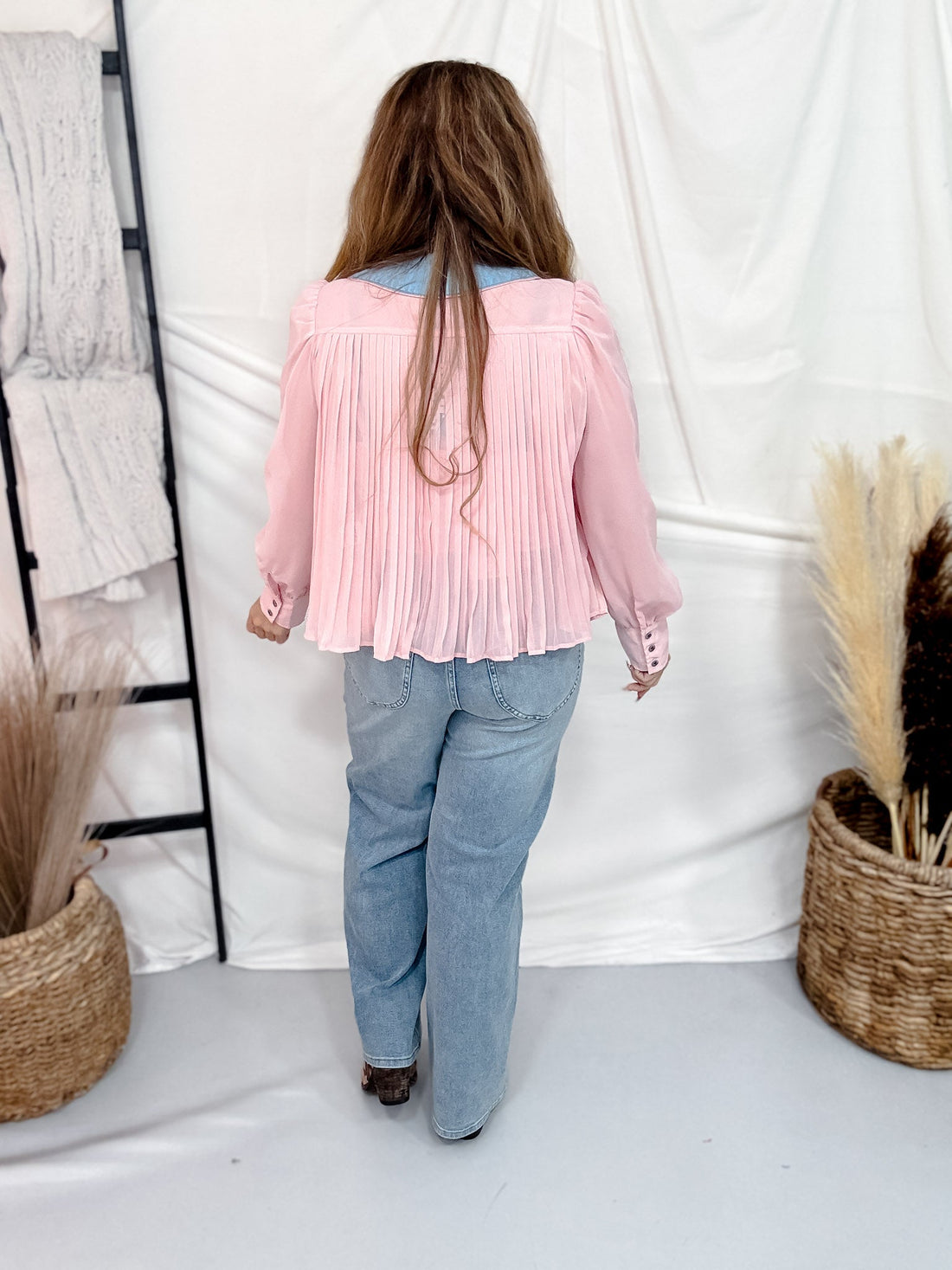 Desert Bloom Blush Long Sleeve Blouse - Whiskey Skies - 2 FLY CO.