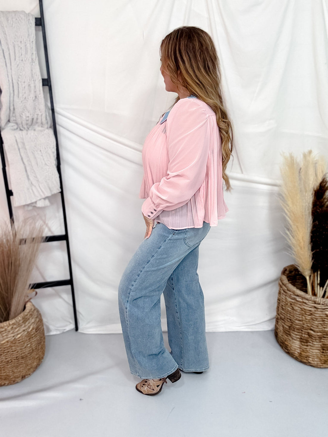 Desert Bloom Blush Long Sleeve Blouse - Whiskey Skies - 2 FLY CO.