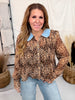 Desert Bloom Leopard Long Sleeve Blouse - Whiskey Skies - 2 FLY CO.