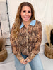 Desert Bloom Leopard Long Sleeve Blouse - Whiskey Skies - 2 FLY CO.