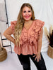 Desert Rose Ruffled Blouse - Whiskey Skies - SOUTHERN GRACE