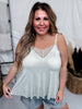 Desert Sage V - Neck Camisole Tank Top W/ Lace Detail - Whiskey Skies - POL CLOTHING INC.