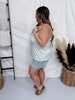 Desert Sage V - Neck Camisole Tank Top W/ Lace Detail - Whiskey Skies - POL CLOTHING INC.