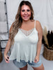 Desert Sage V - Neck Camisole Tank Top W/ Lace Detail - Whiskey Skies - POL CLOTHING INC.