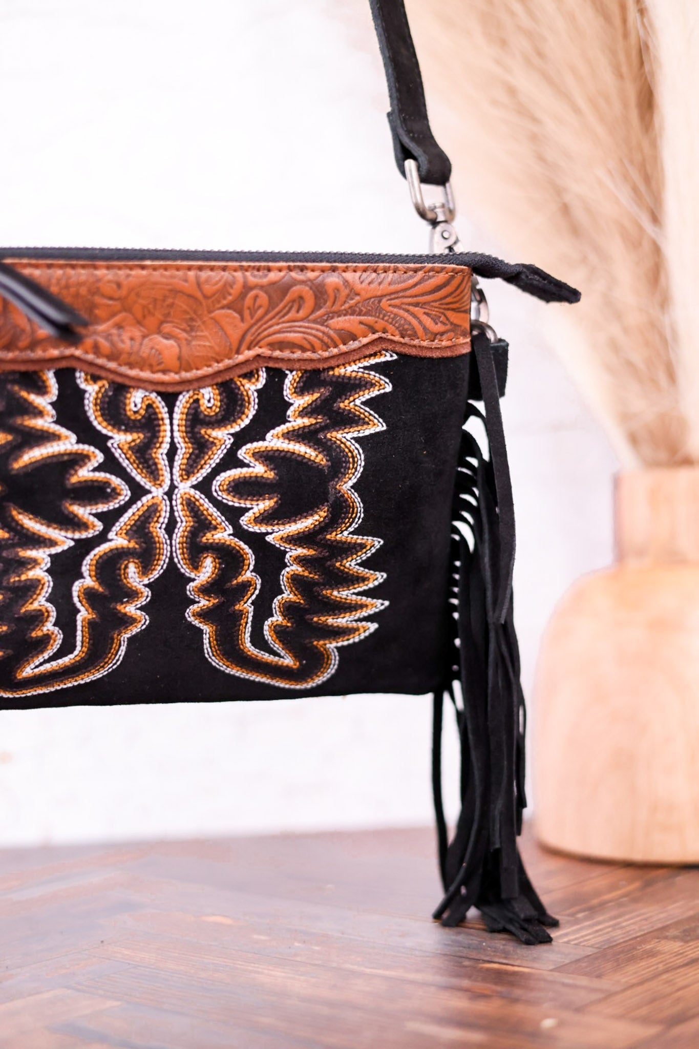 Desert Wing Black Crossbody Bag - Whiskey Skies - MYRA BAGS