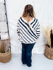 Diagonal Stripe V - Neck Sweater - Whiskey Skies - J.NNA