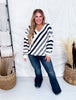 Diagonal Stripe V - Neck Sweater - Whiskey Skies - J.NNA