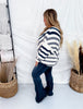 Diagonal Stripe V - Neck Sweater - Whiskey Skies - J.NNA