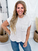Diamond Patterned Knit Short Sleeve Top In Washed Taupe - Whiskey Skies - BIBI