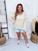 Diamond Patterned Knit Sweater With Sequin Accents - Whiskey Skies - BIBI