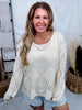 Diamond Patterned Knit Sweater With Sequin Accents - Whiskey Skies - BIBI