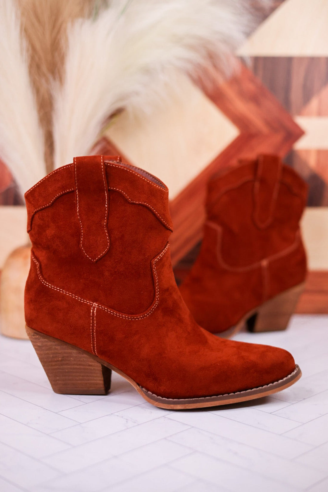 Dierdra Ankle Boots in Rust - Whiskey Skies - VERY G