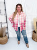 Dip Dyed Pink Plaid Button Front Long Sleeve Flannel - Whiskey Skies - WHITE BIRCH