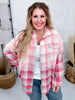 Dip Dyed Pink Plaid Button Front Long Sleeve Flannel - Whiskey Skies - WHITE BIRCH