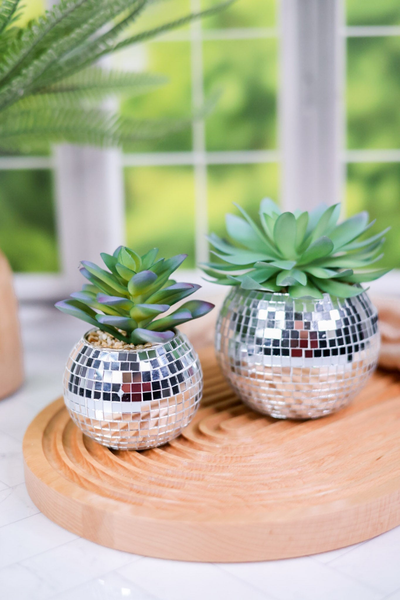 succulent ball planter Disco Ball Planter with Faux Succulent (2 Sizes)