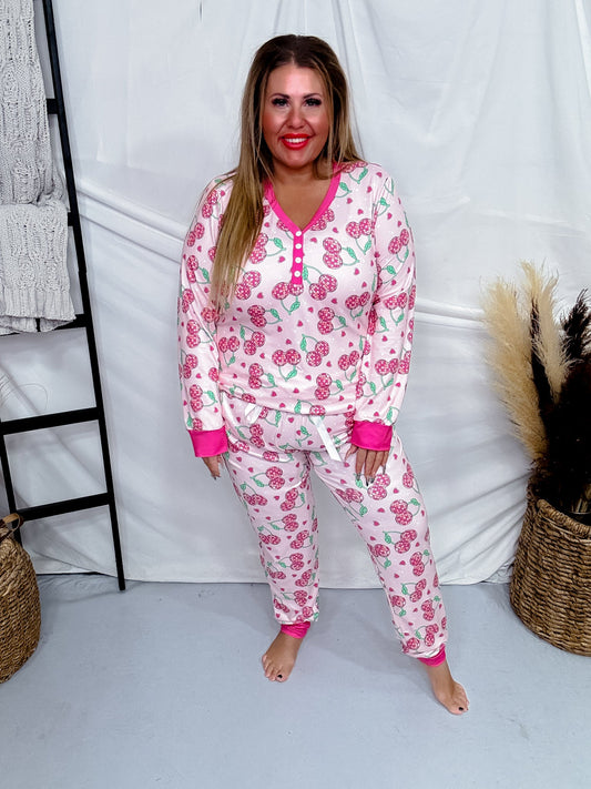 Disco Cherry Jogger PJ Set - Whiskey Skies - SHIRLEY & STONE