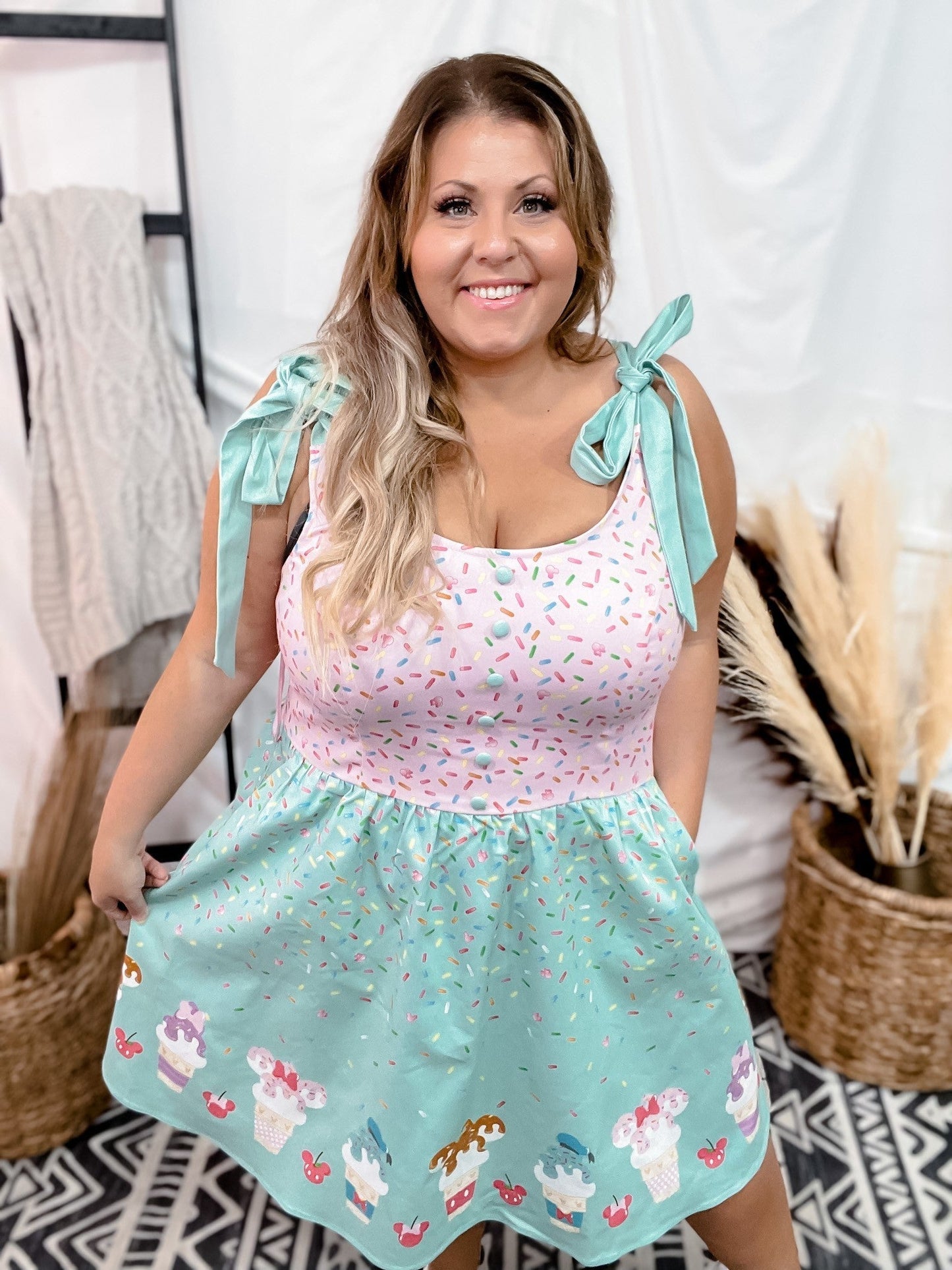 Disney Classics Soft Serve Sprinkles Dress - Whiskey Skies - LOUNGEFLY