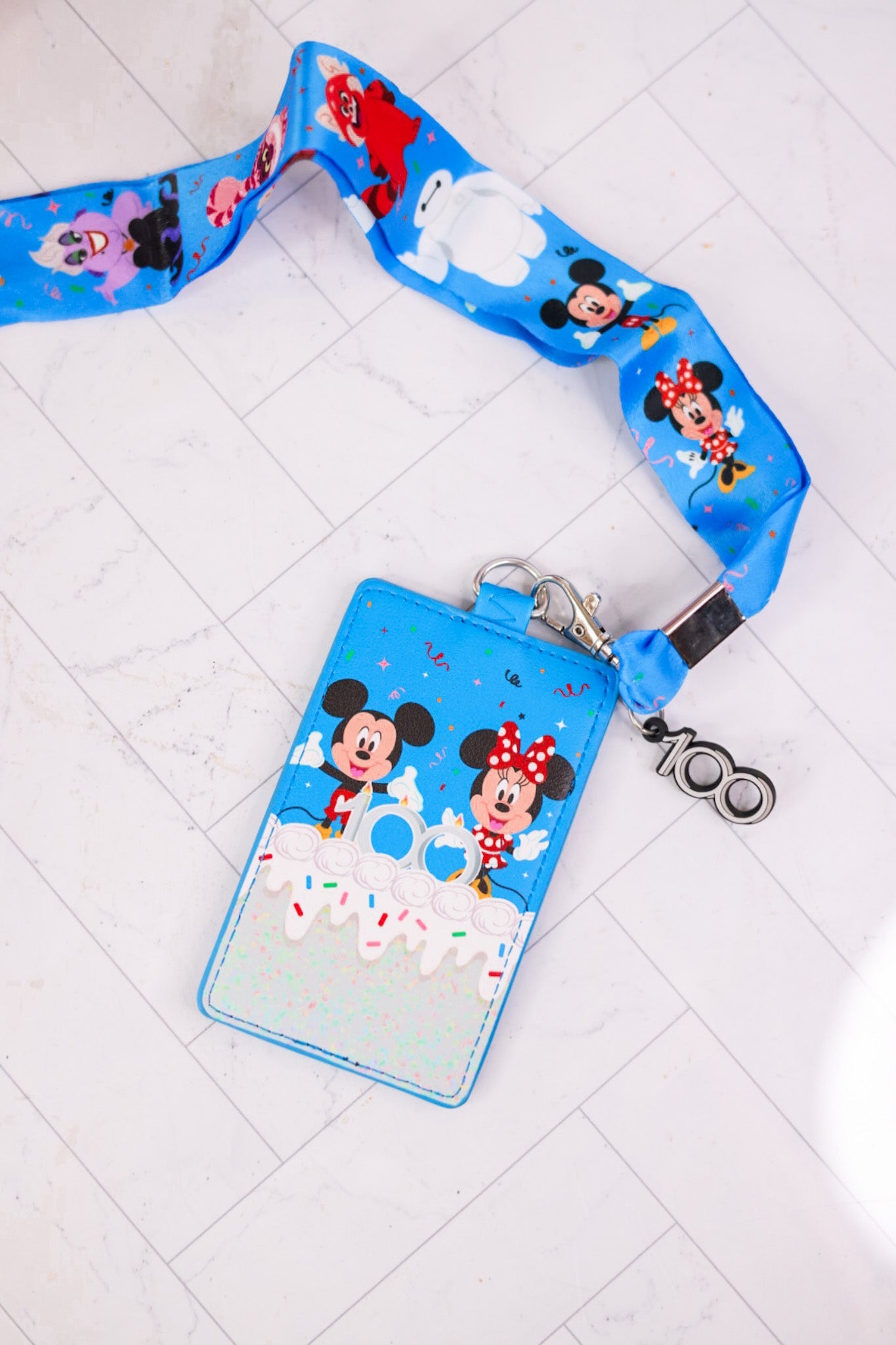 Disney100 Anniversary Celebration Cake Lanyard With Card Holder - Whiskey Skies - LOUNGEFLY