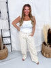 Ditzy Floral Print Barrel Leg Denim Pants - Whiskey Skies - BIBI