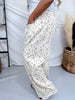 Ditzy Floral Print Barrel Leg Denim Pants - Whiskey Skies - BIBI