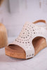 Docie Doe Wedges In White - Whiskey Skies - CORKYS FOOTWEAR