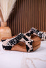 "Dolly" Black & White Faux Hairon Leather Wedges With Rhinestone Accents - Whiskey Skies - VERY G