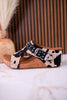 "Dolly" Black & White Faux Hairon Leather Wedges With Rhinestone Accents - Whiskey Skies - VERY G