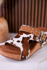 "Dolly" Tan Faux Hairon Wedges With Rhinestone Accents - Whiskey Skies - VERY G