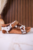"Dolly" Tan Faux Hairon Wedges With Rhinestone Accents - Whiskey Skies - VERY G